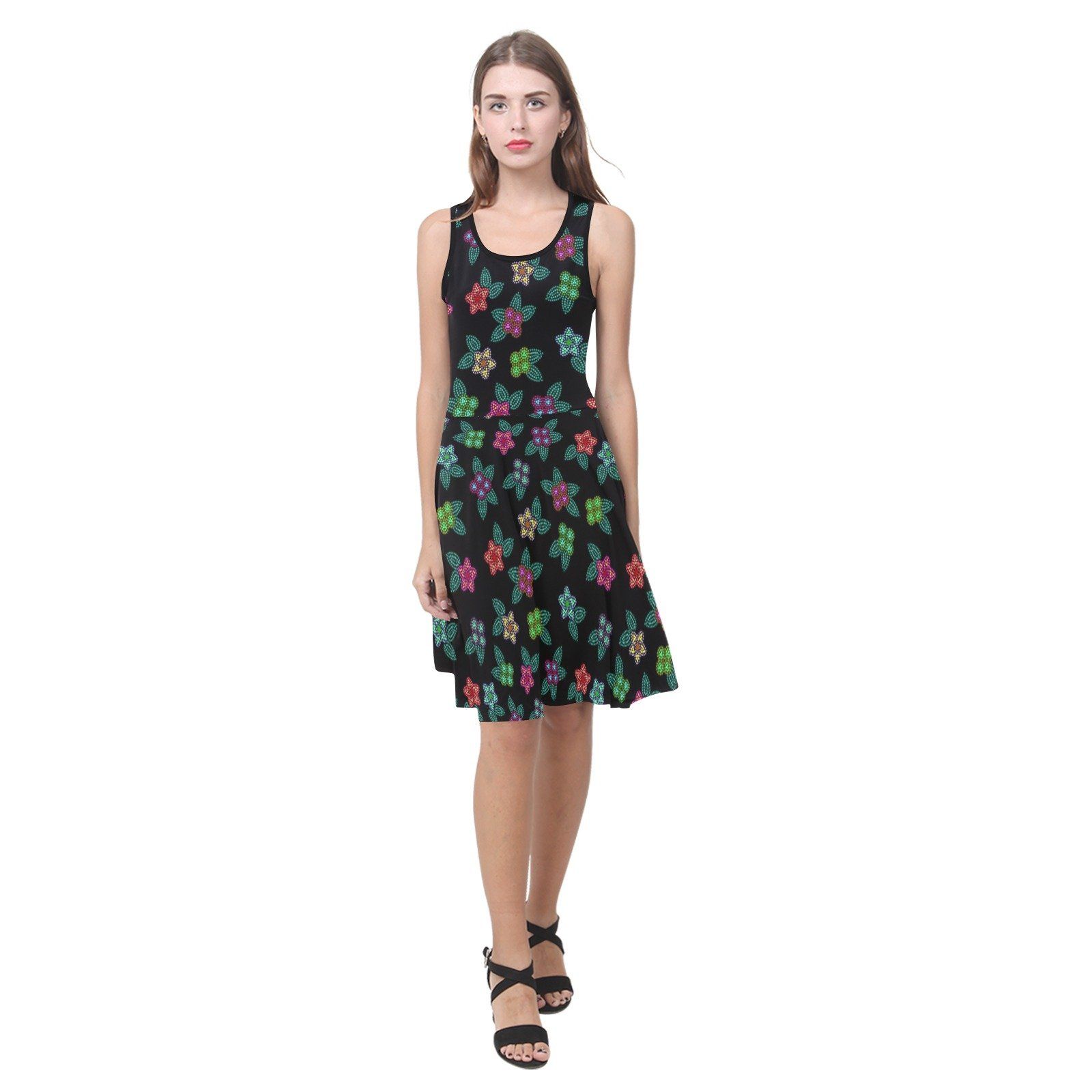 Berry Flowers Black Atalanta Sundress (Model D04) Atalanta Sundress (D04) e-joyer