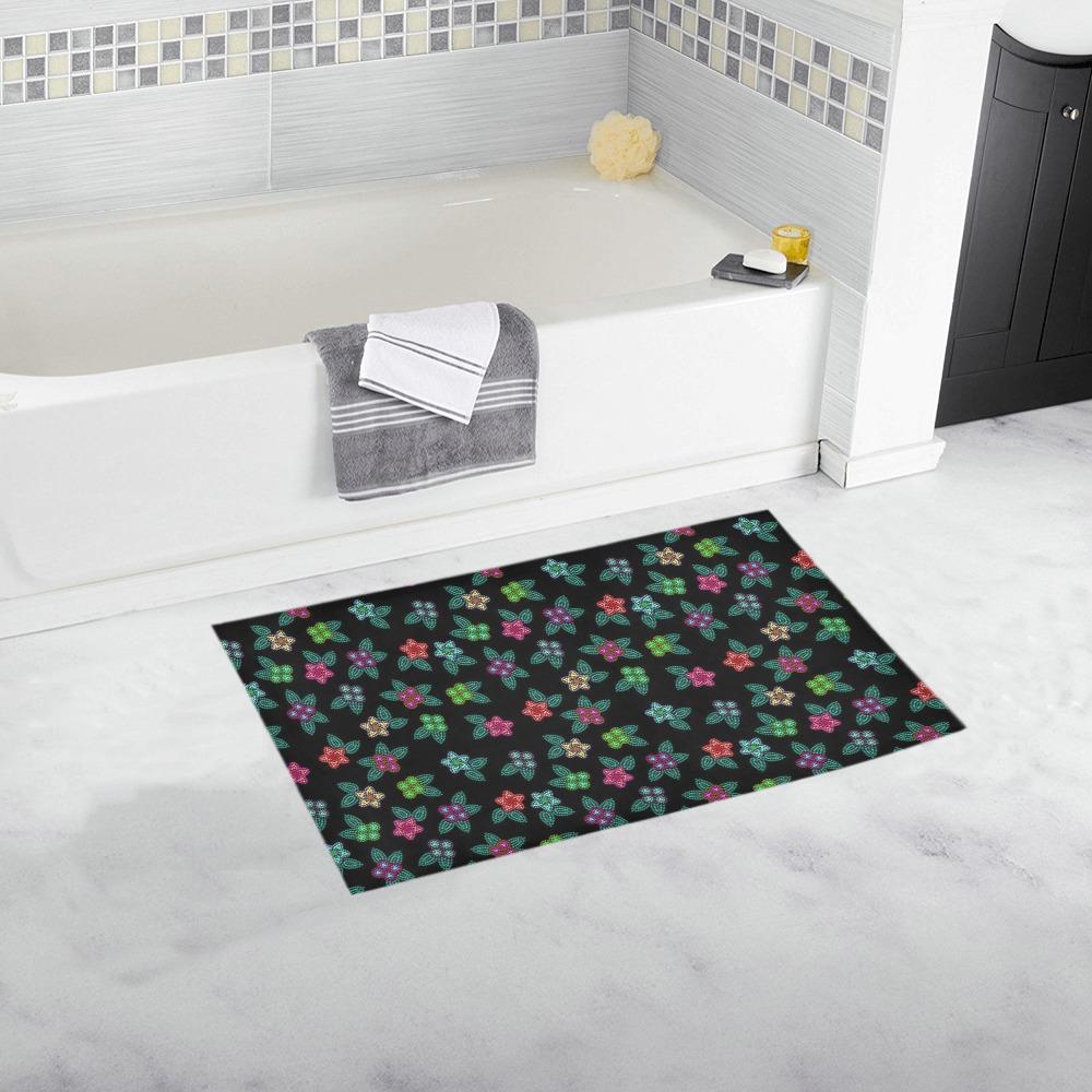 Berry Flowers Black Bath Rug 16''x 28'' Bath Rug 16''x 28'' e-joyer