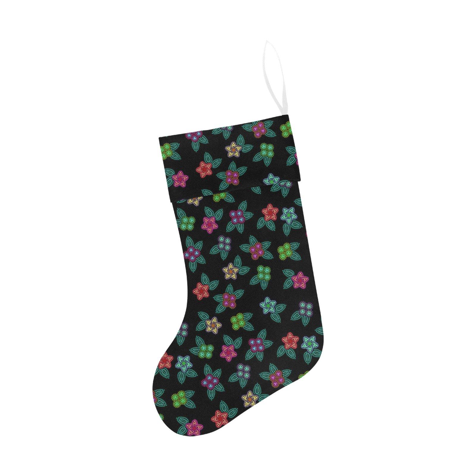 Berry Flowers Black Christmas Stocking holiday stocking e-joyer