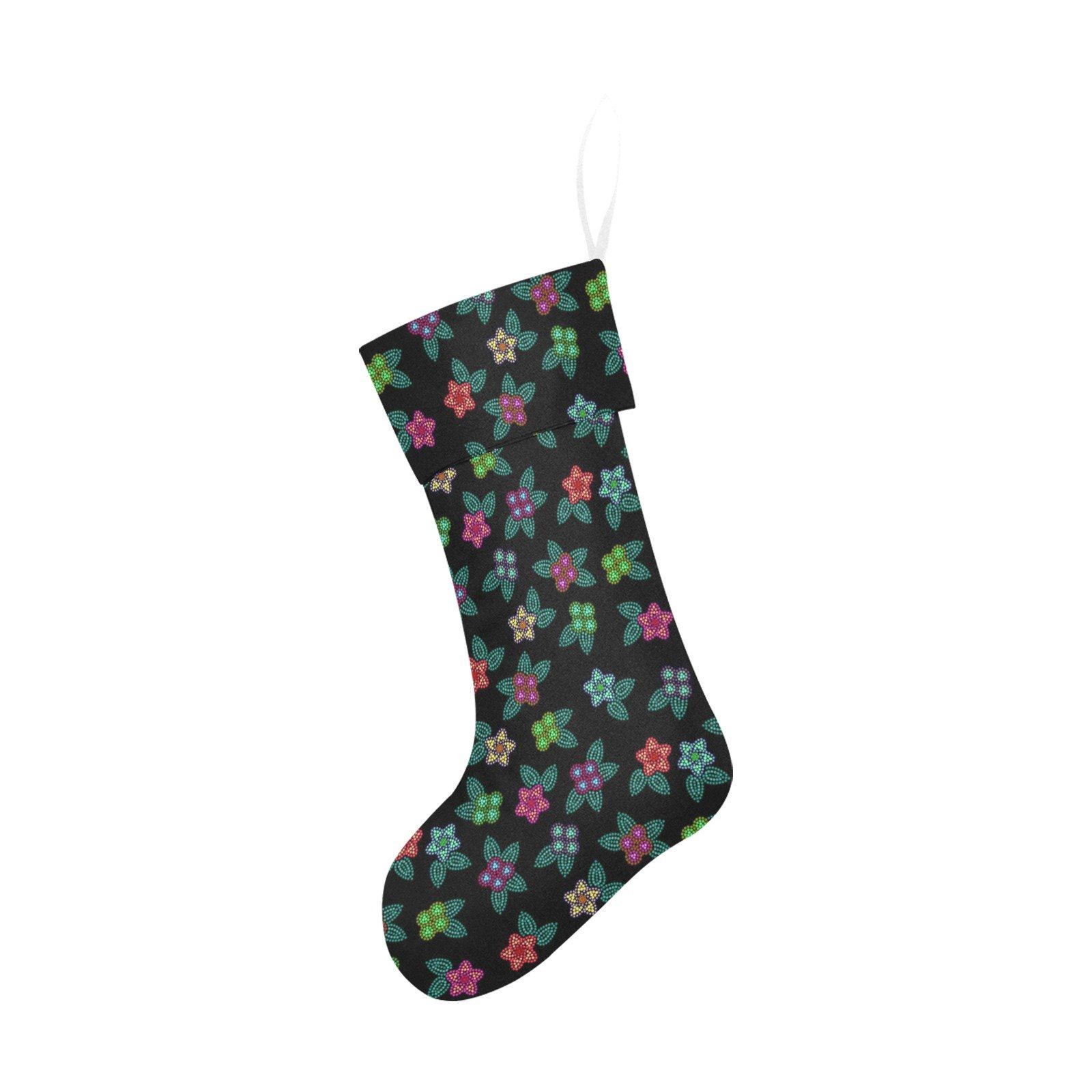 Berry Flowers Black Christmas Stocking holiday stocking e-joyer