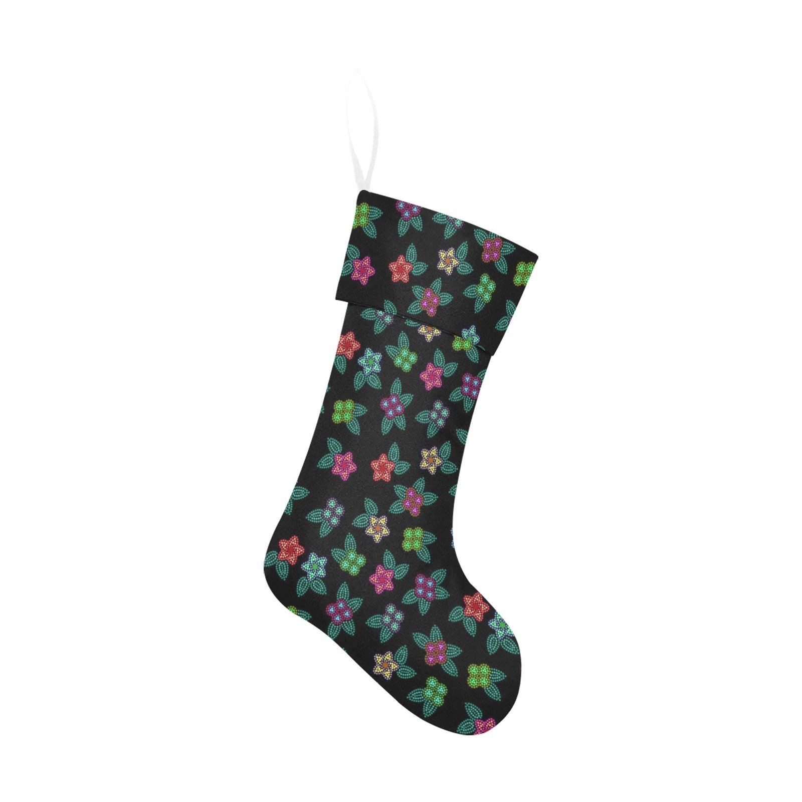 Berry Flowers Black Christmas Stocking holiday stocking e-joyer