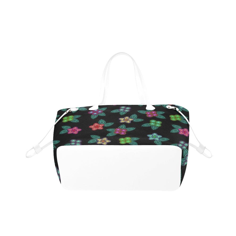 Berry Flowers Black Clover Canvas Tote Bag (Model 1661) Clover Canvas Tote Bag (1661) e-joyer