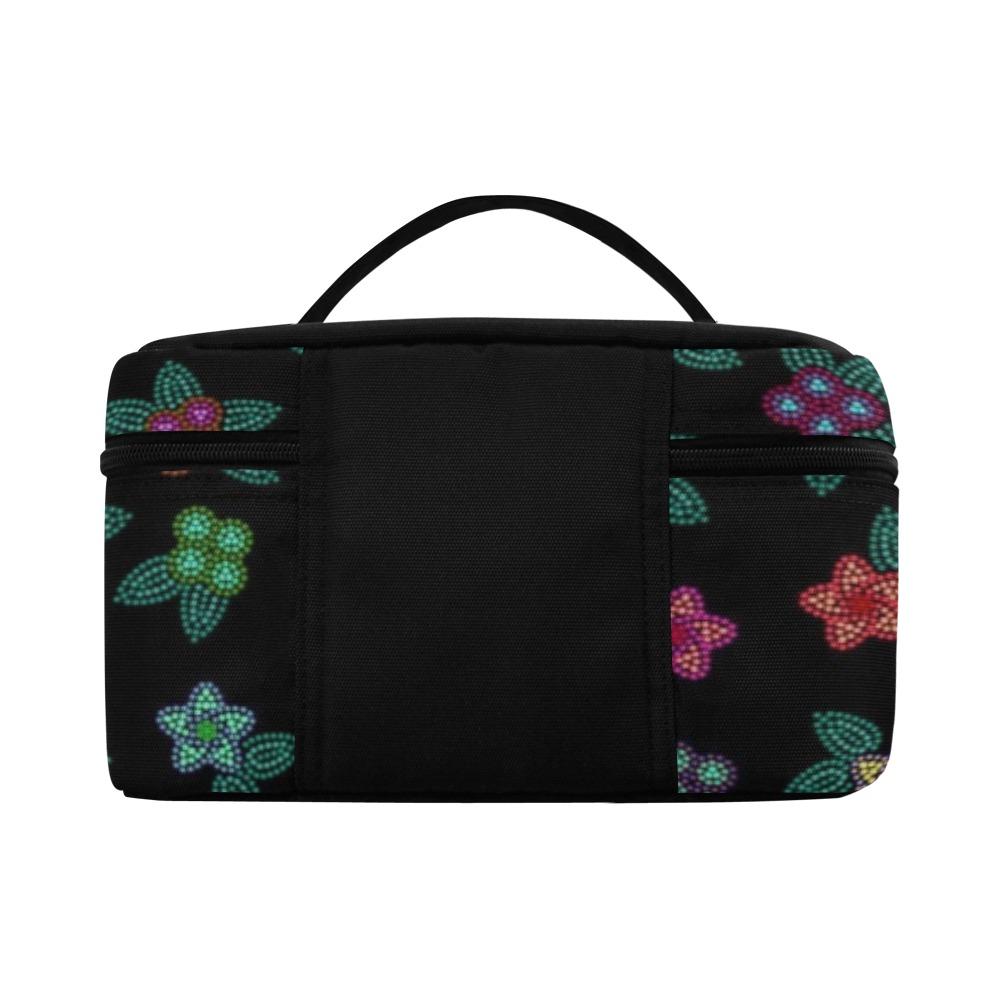 Berry Flowers Black Cosmetic Bag/Large (Model 1658) Cosmetic Bag e-joyer