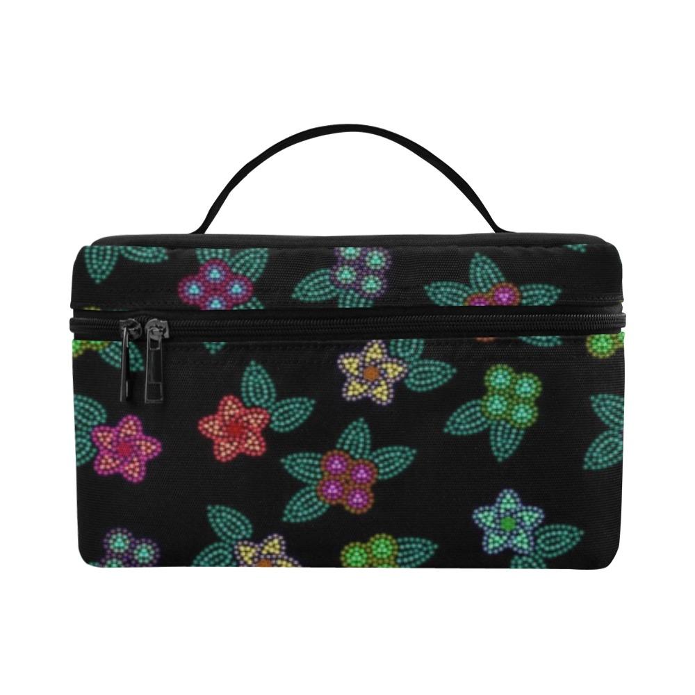 Berry Flowers Black Cosmetic Bag/Large (Model 1658) Cosmetic Bag e-joyer