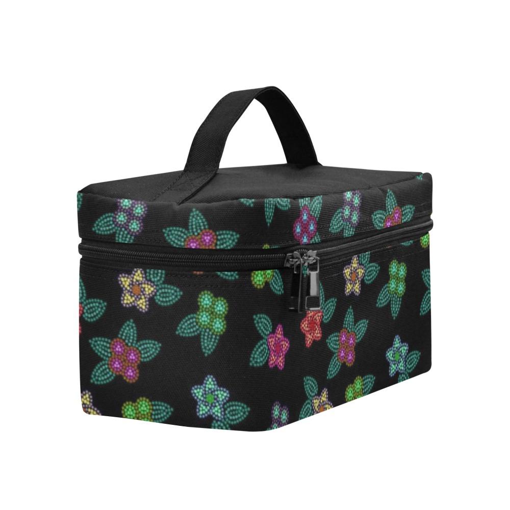 Berry Flowers Black Cosmetic Bag/Large (Model 1658) Cosmetic Bag e-joyer