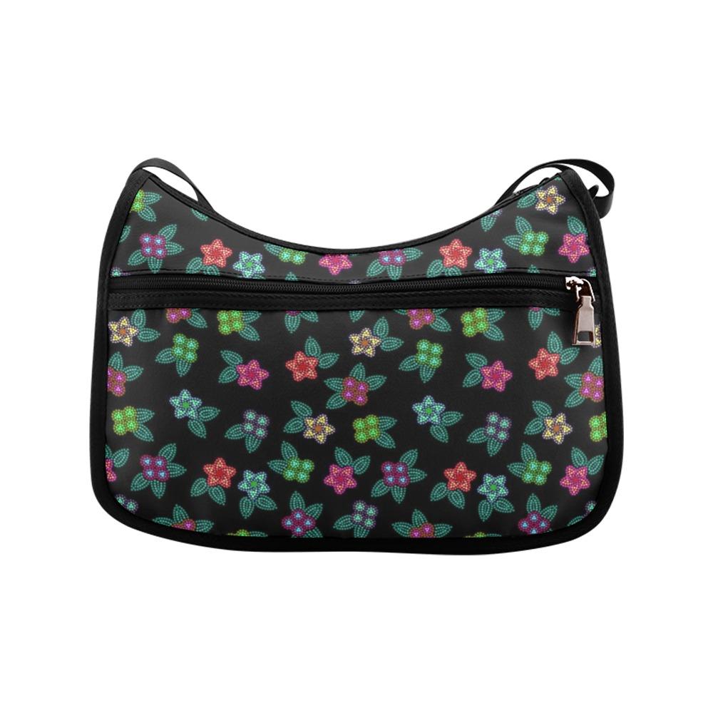 Berry Flowers Black Crossbody Bags (Model 1616) Crossbody Bags (1616) e-joyer