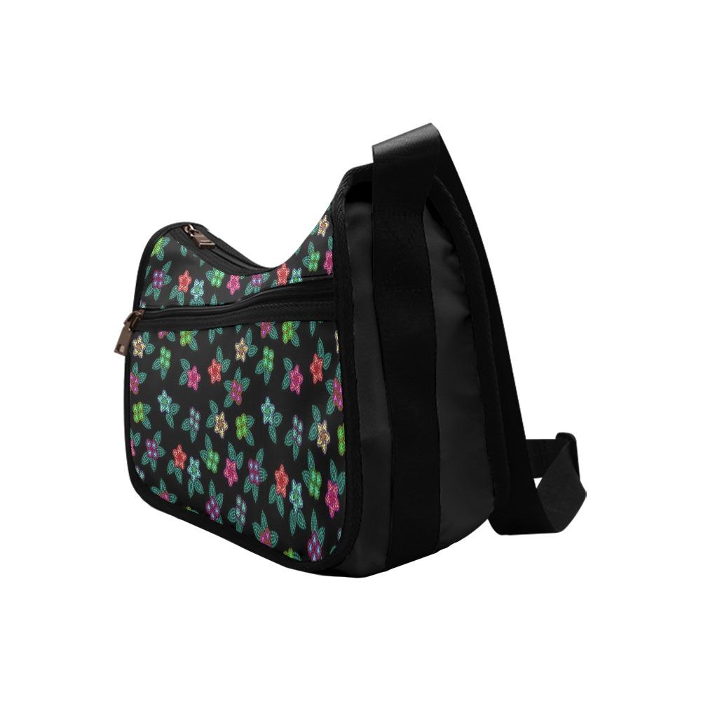 Berry Flowers Black Crossbody Bags (Model 1616) Crossbody Bags (1616) e-joyer