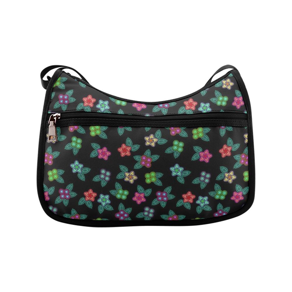 Berry Flowers Black Crossbody Bags (Model 1616) Crossbody Bags (1616) e-joyer