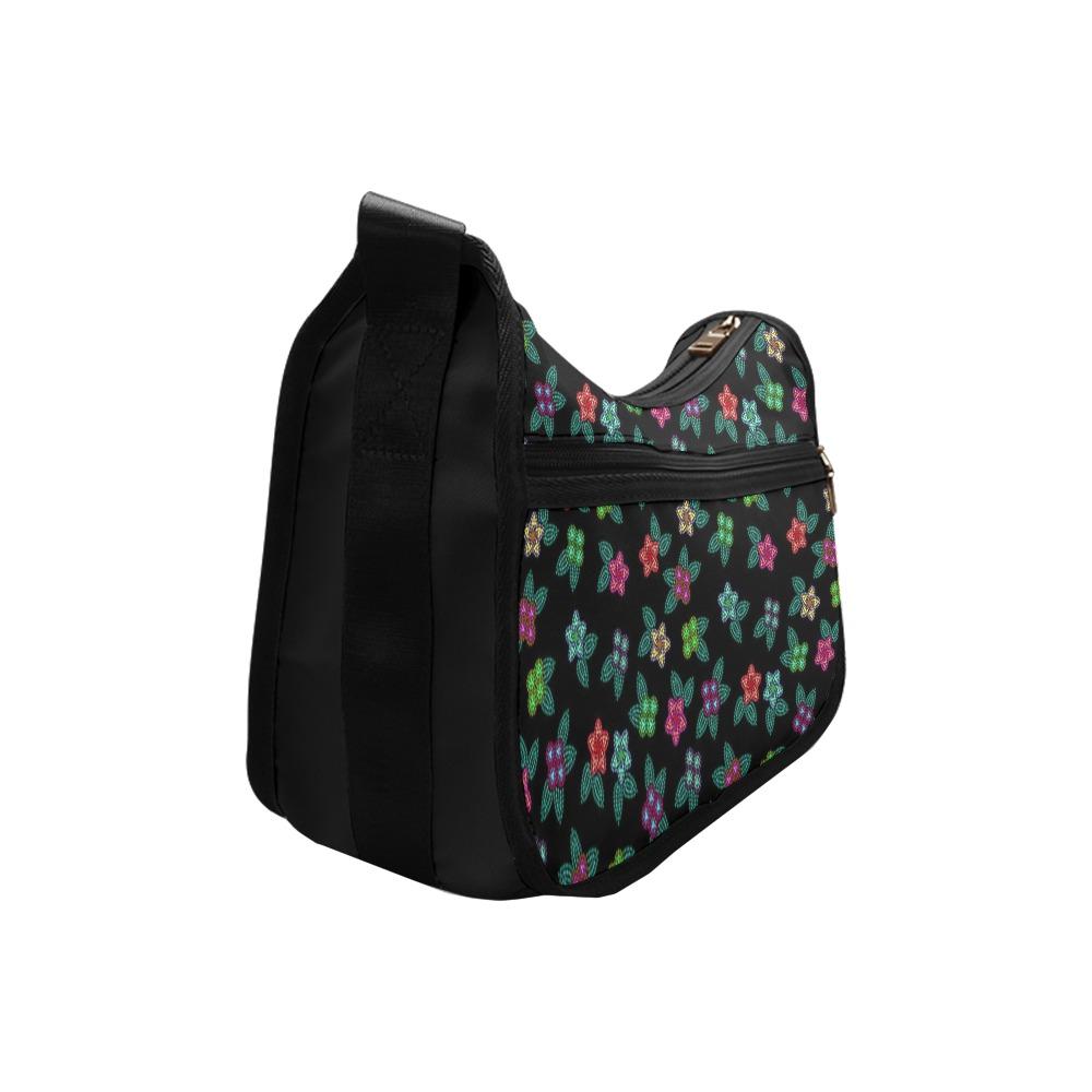 Berry Flowers Black Crossbody Bags (Model 1616) Crossbody Bags (1616) e-joyer