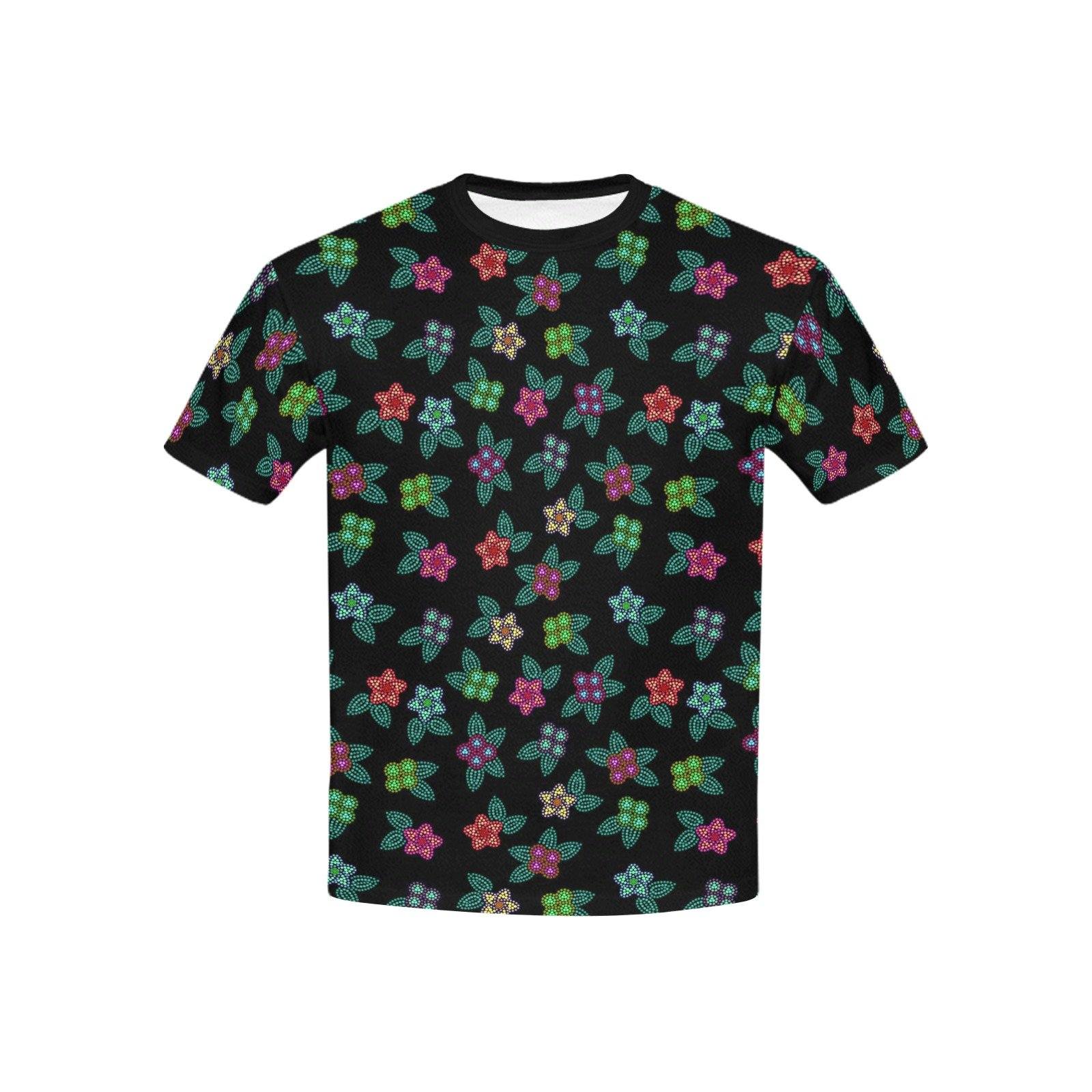 Berry Flowers Black Kids' All Over Print T-shirt (USA Size) (Model T40) All Over Print T-shirt for Kid (T40) e-joyer