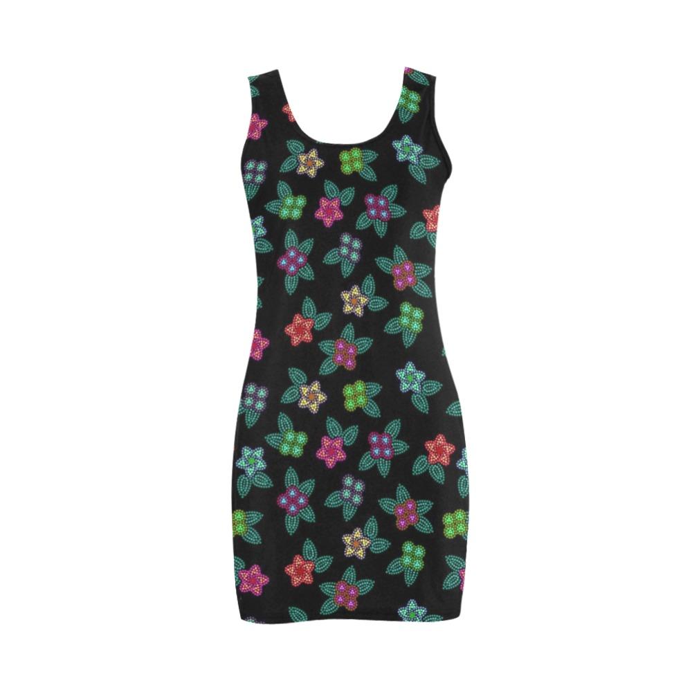 Berry Flowers Black Medea Vest Dress (Model D06) Medea Vest Dress (D06) e-joyer