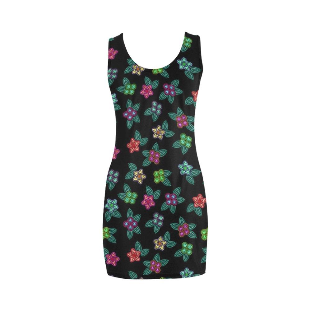 Berry Flowers Black Medea Vest Dress (Model D06) Medea Vest Dress (D06) e-joyer