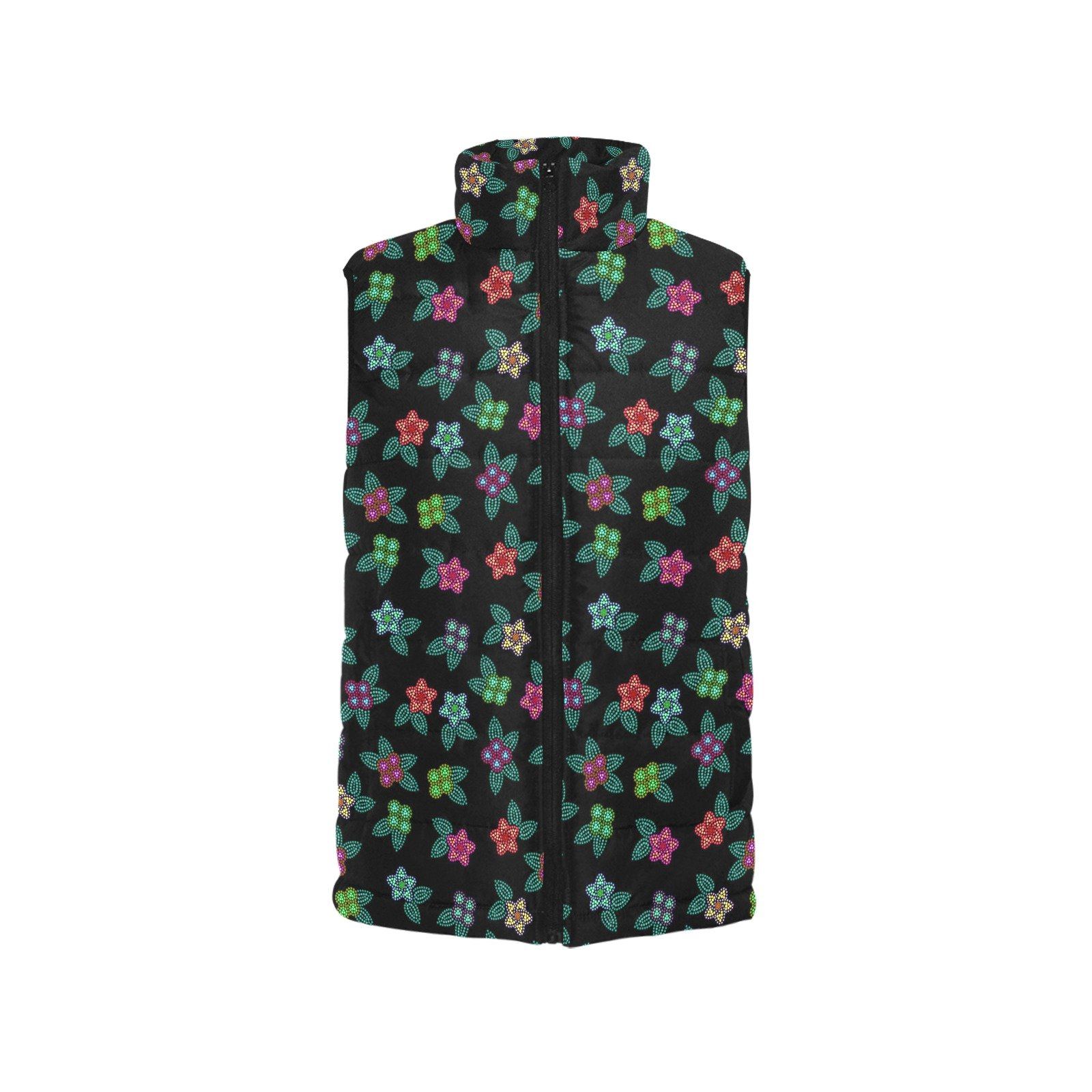 Berry Flowers Black Men's Padded Vest Jacket (Model H44) Men's Padded Vest Jacket (H44) e-joyer