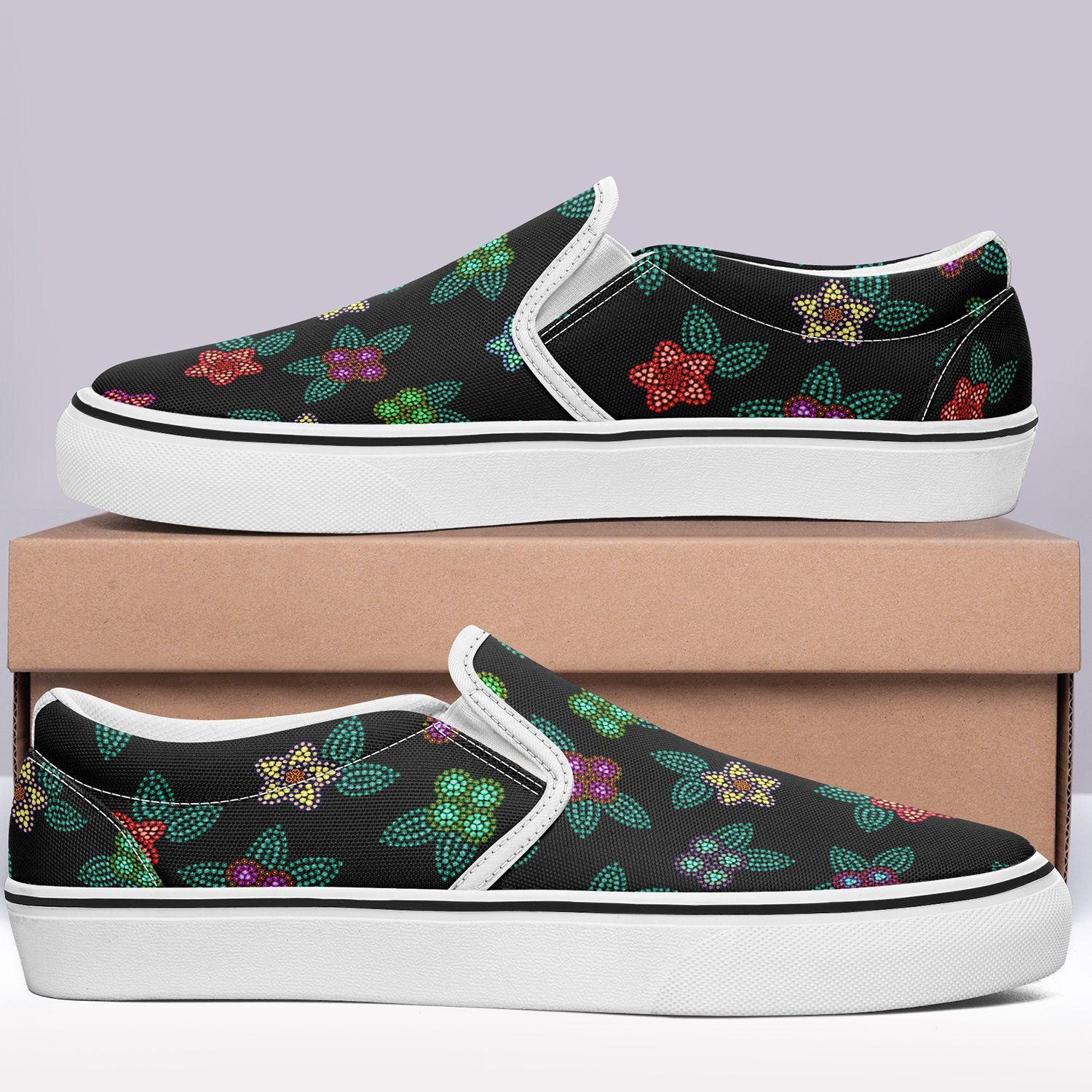 Berry Flowers Black Otoyimm Canvas Slip On Shoes otoyimm Herman