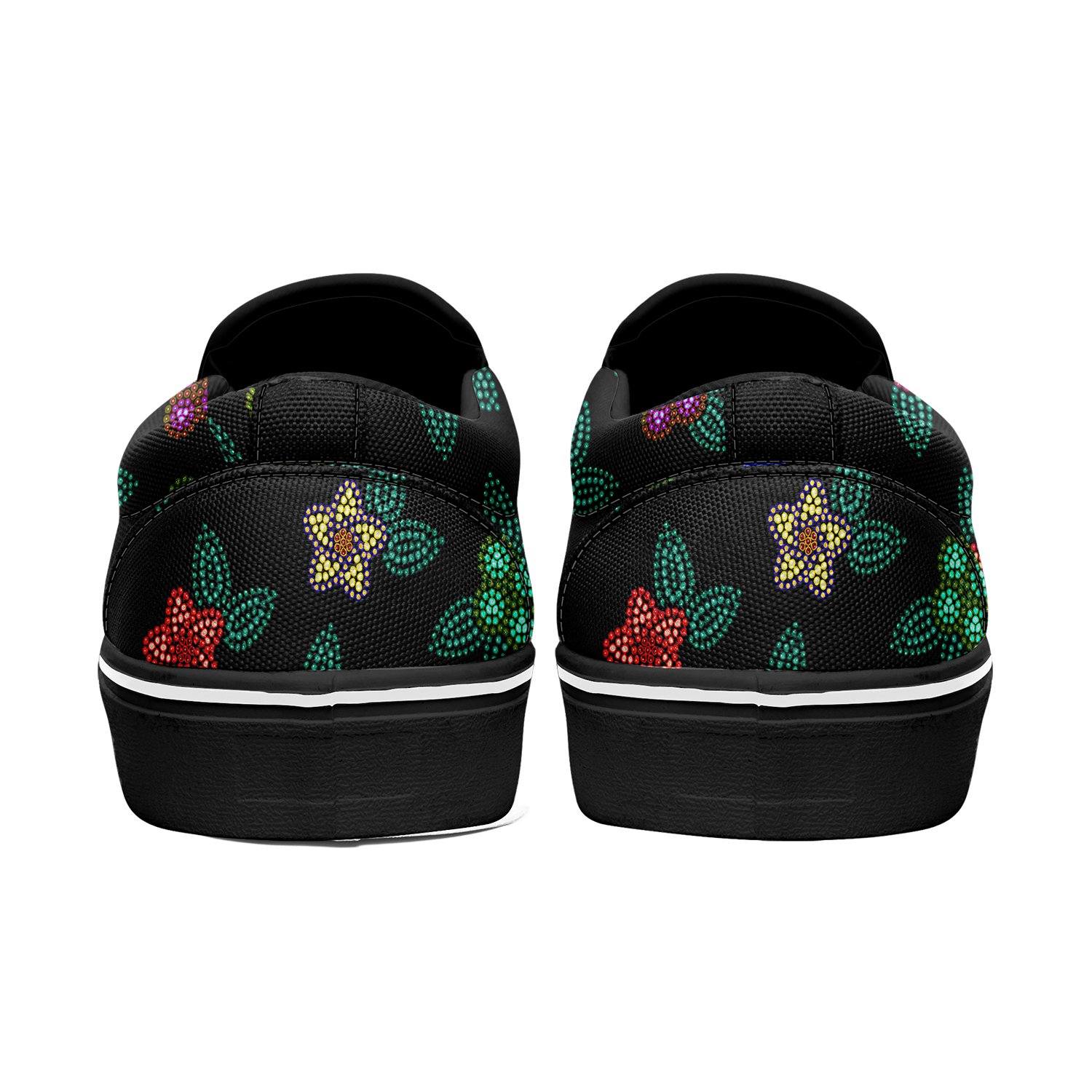 Berry Flowers Black Otoyimm Kid's Canvas Slip On Shoes otoyimm Herman