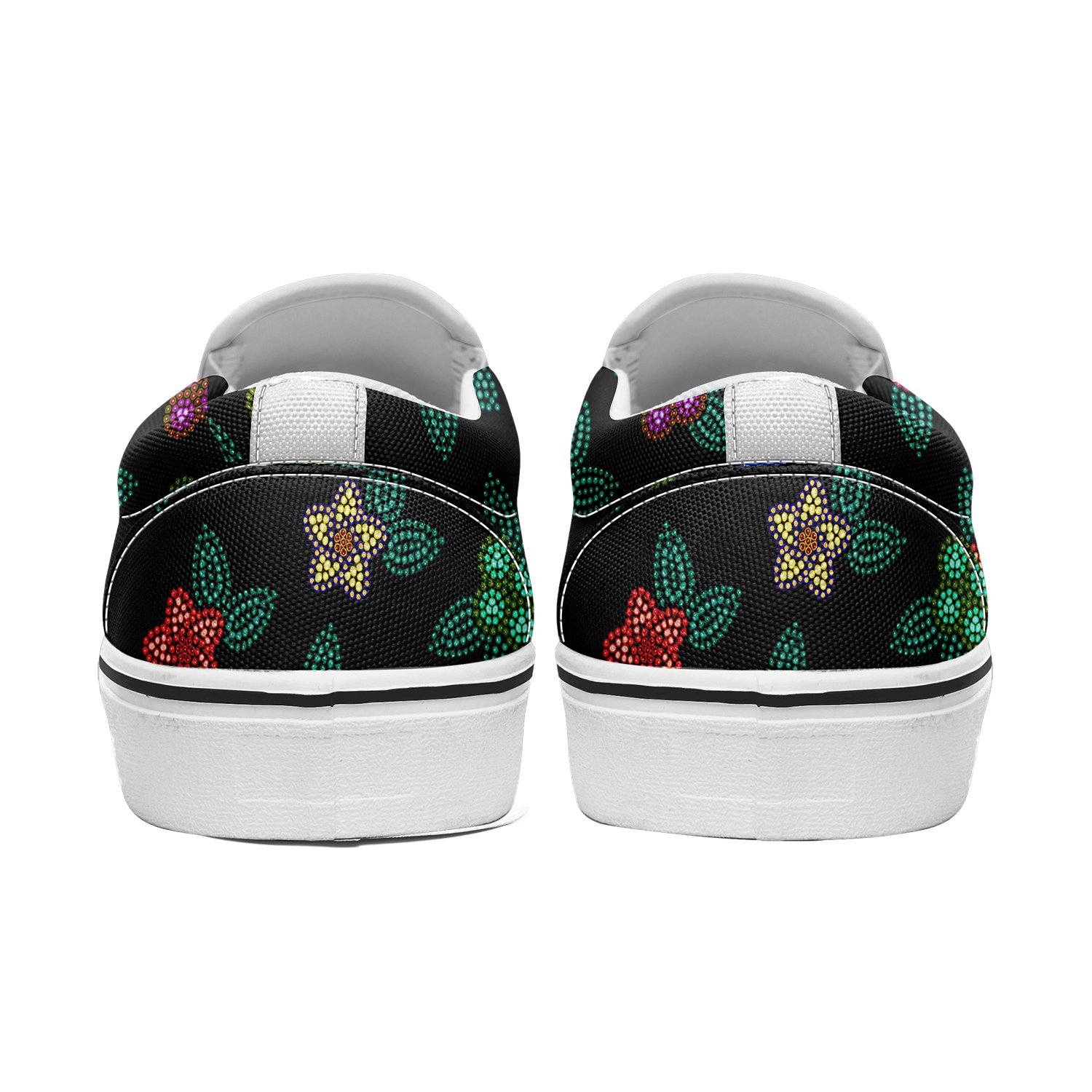 Berry Flowers Black Otoyimm Kid's Canvas Slip On Shoes otoyimm Herman