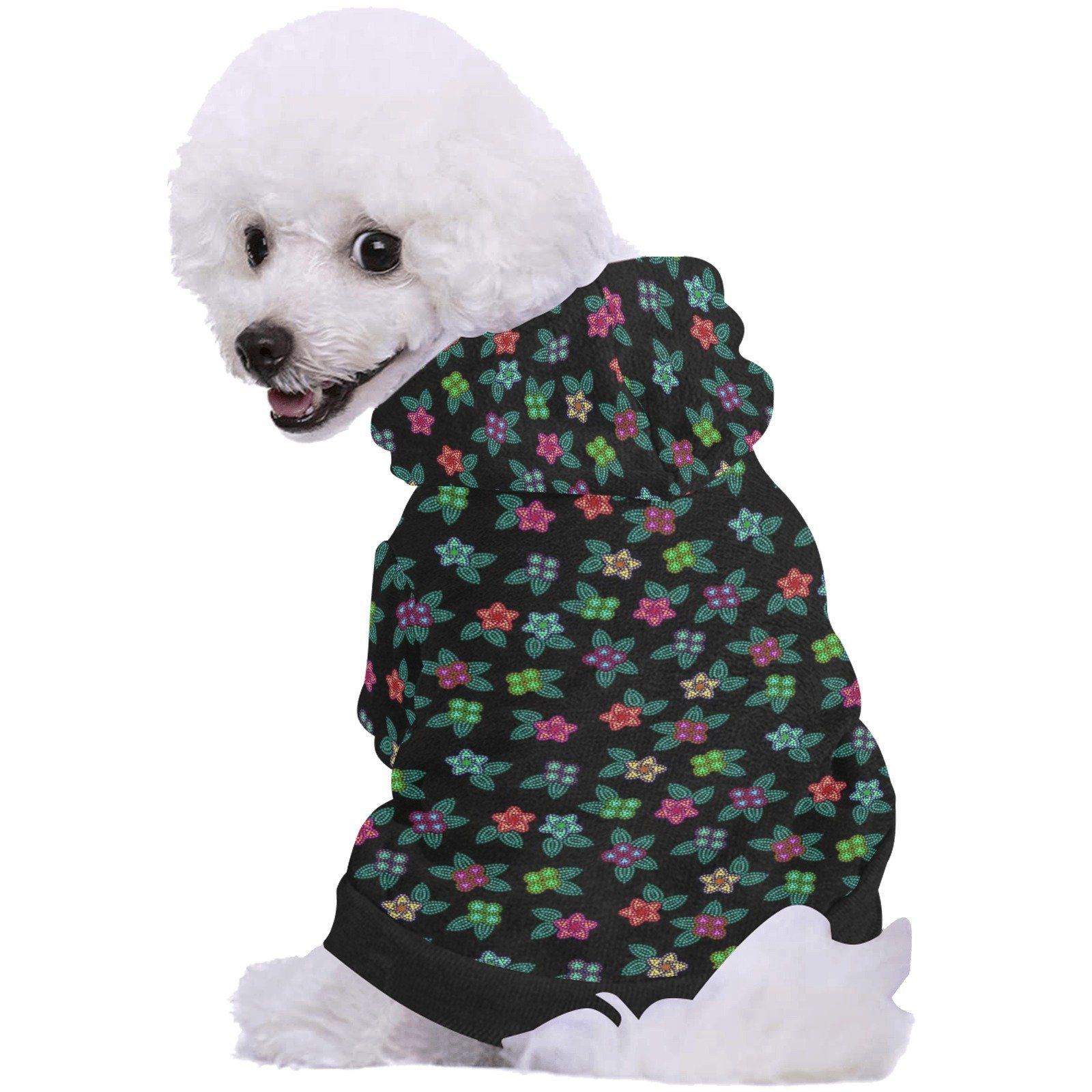 Berry Flowers Black Pet Dog Hoodie Pet Dog Hoodie e-joyer