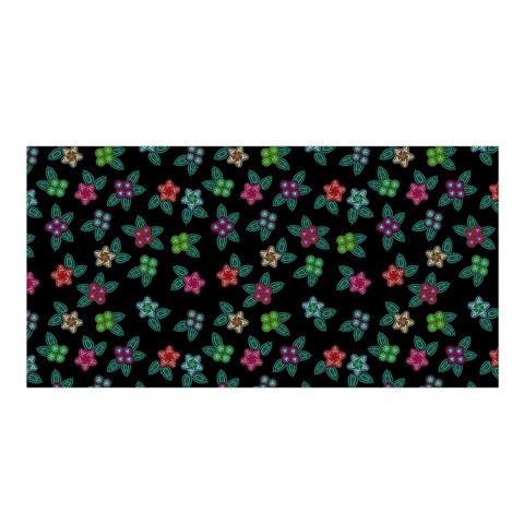 Berry Flowers Black Satin Shawl Scarf 49 Dzine