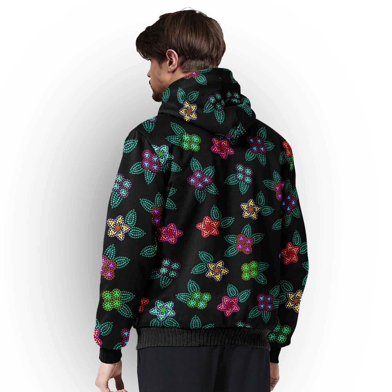 Berry Flowers Black Sherpa Hoodie hoodie Herman