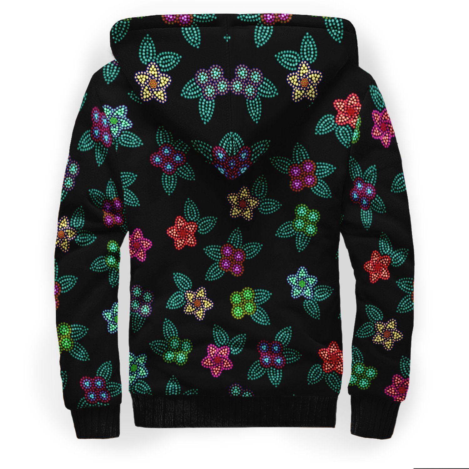 Berry Flowers Black Sherpa Hoodie hoodie Herman