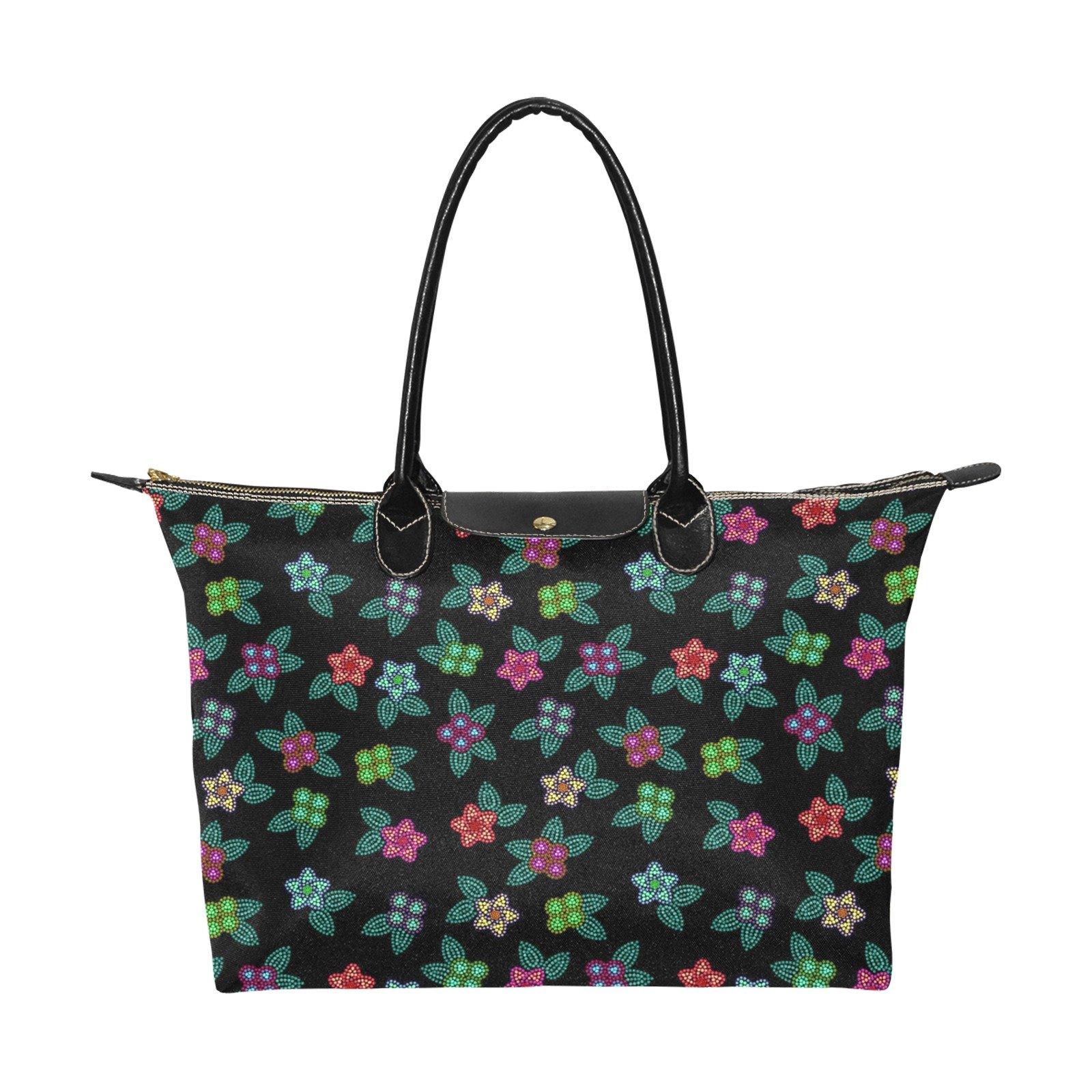 Berry Flowers Black Single-Shoulder Lady Handbag (Model 1714) bag e-joyer