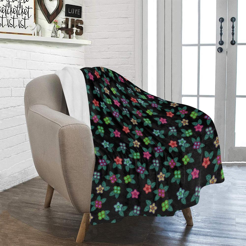 Berry Flowers Black Ultra-Soft Micro Fleece Blanket 40"x50" Ultra-Soft Blanket 40''x50'' e-joyer