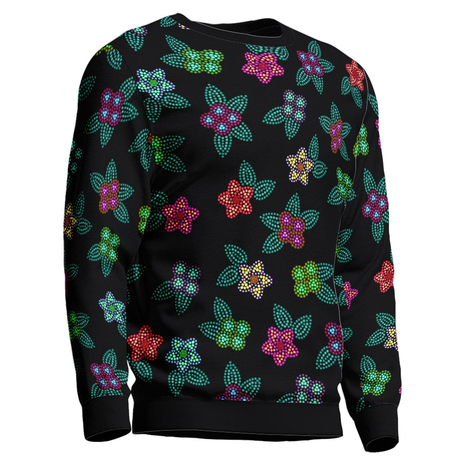 Berry Flowers Black Unisex Crewneck Long Sleeve Top 49 Dzine