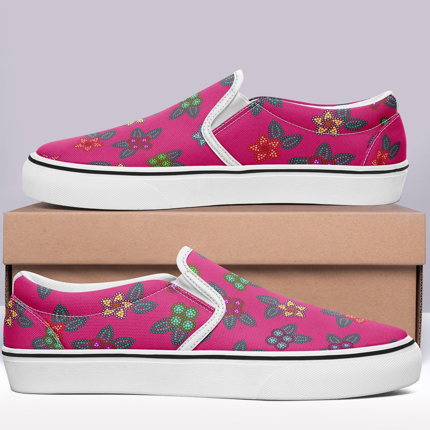 Berry Flowers Otoyimm Kid's Canvas Slip On Shoes otoyimm Herman