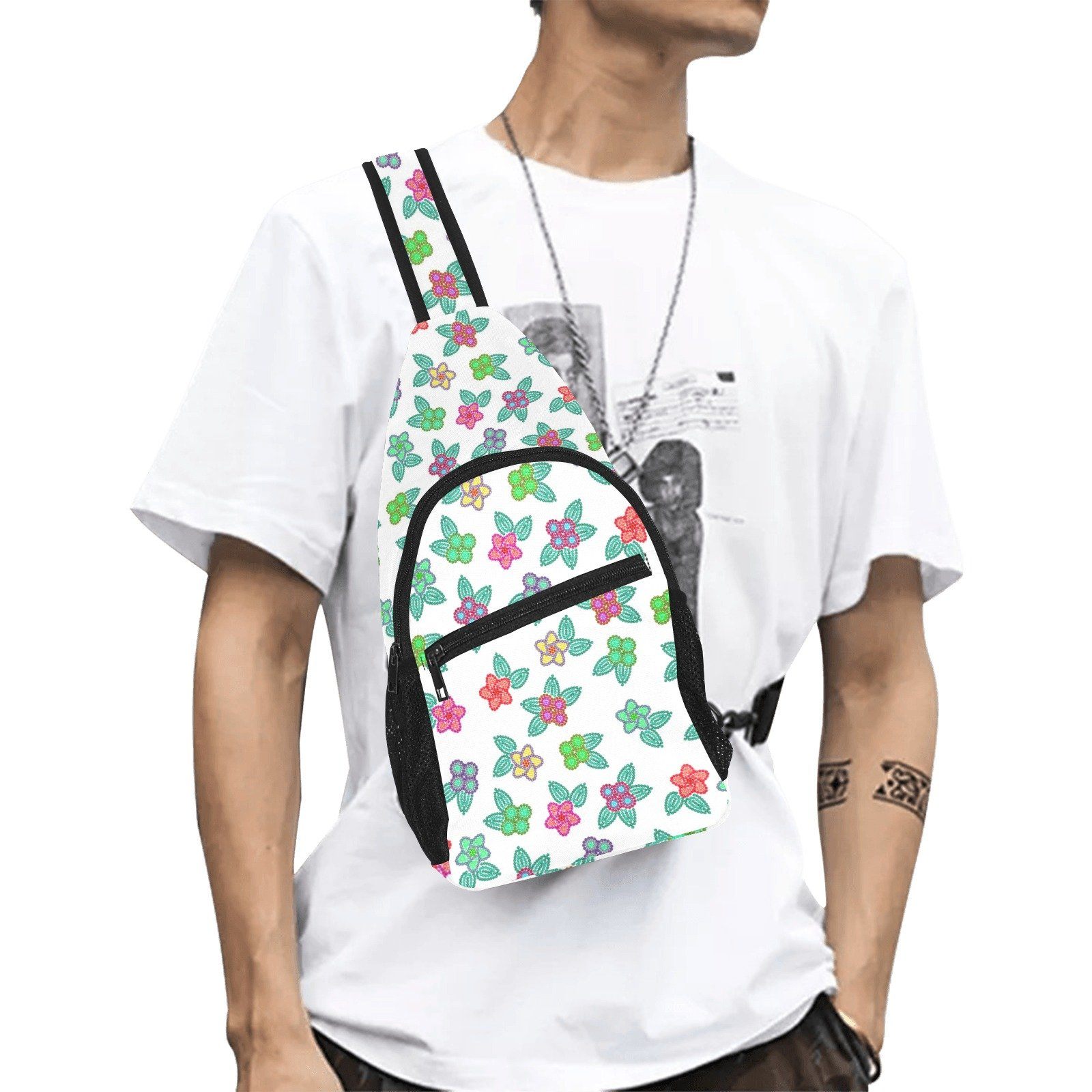 Berry Flowers White All Over Print Chest Bag (Model 1719) All Over Print Chest Bag (1719) e-joyer