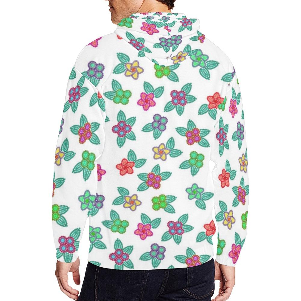 Berry Flowers White All Over Print Full Zip Hoodie for Men (Model H14) All Over Print Full Zip Hoodie for Men (H14) e-joyer