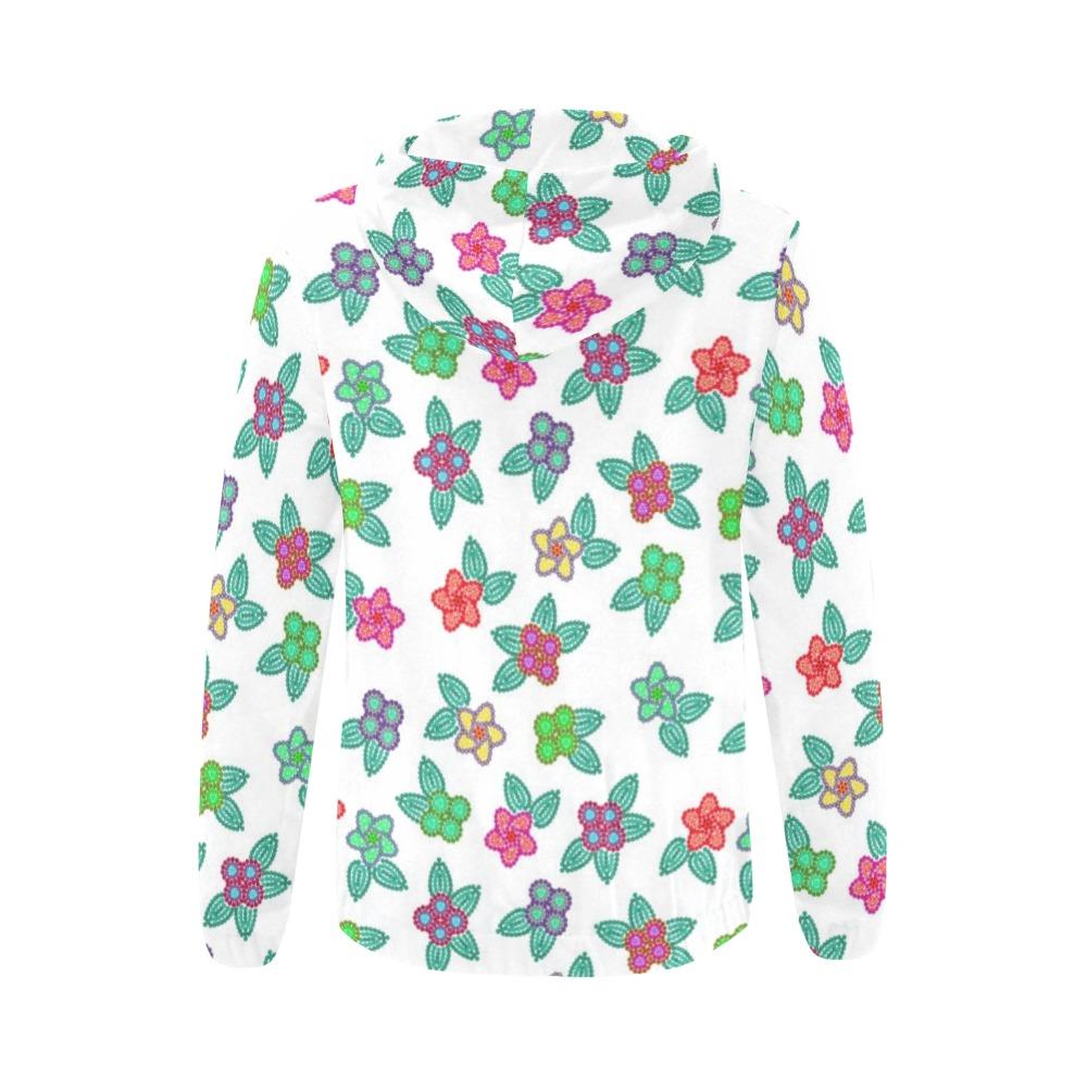 Berry Flowers White All Over Print Full Zip Hoodie for Women (Model H14) All Over Print Full Zip Hoodie for Women (H14) e-joyer