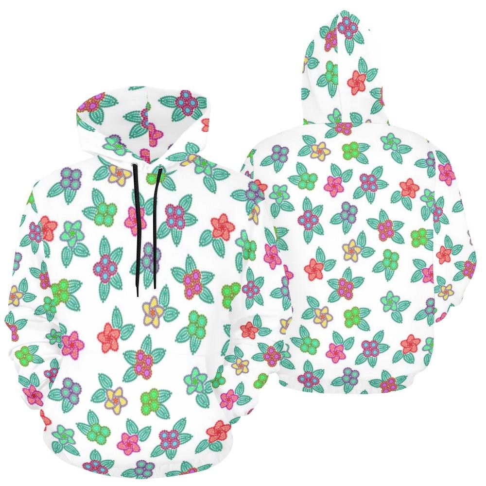 Berry Flowers White All Over Print Hoodie for Women (USA Size) (Model H13) All Over Print Hoodie for Women (H13) e-joyer