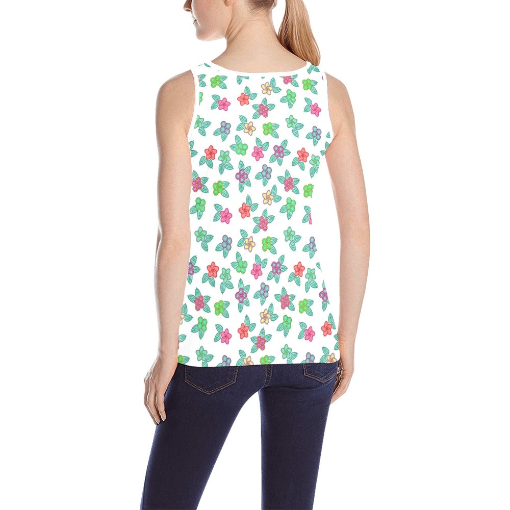 Berry Flowers White All Over Print Tank Top for Women (Model T43) All Over Print Tank Top for Women (T43) e-joyer