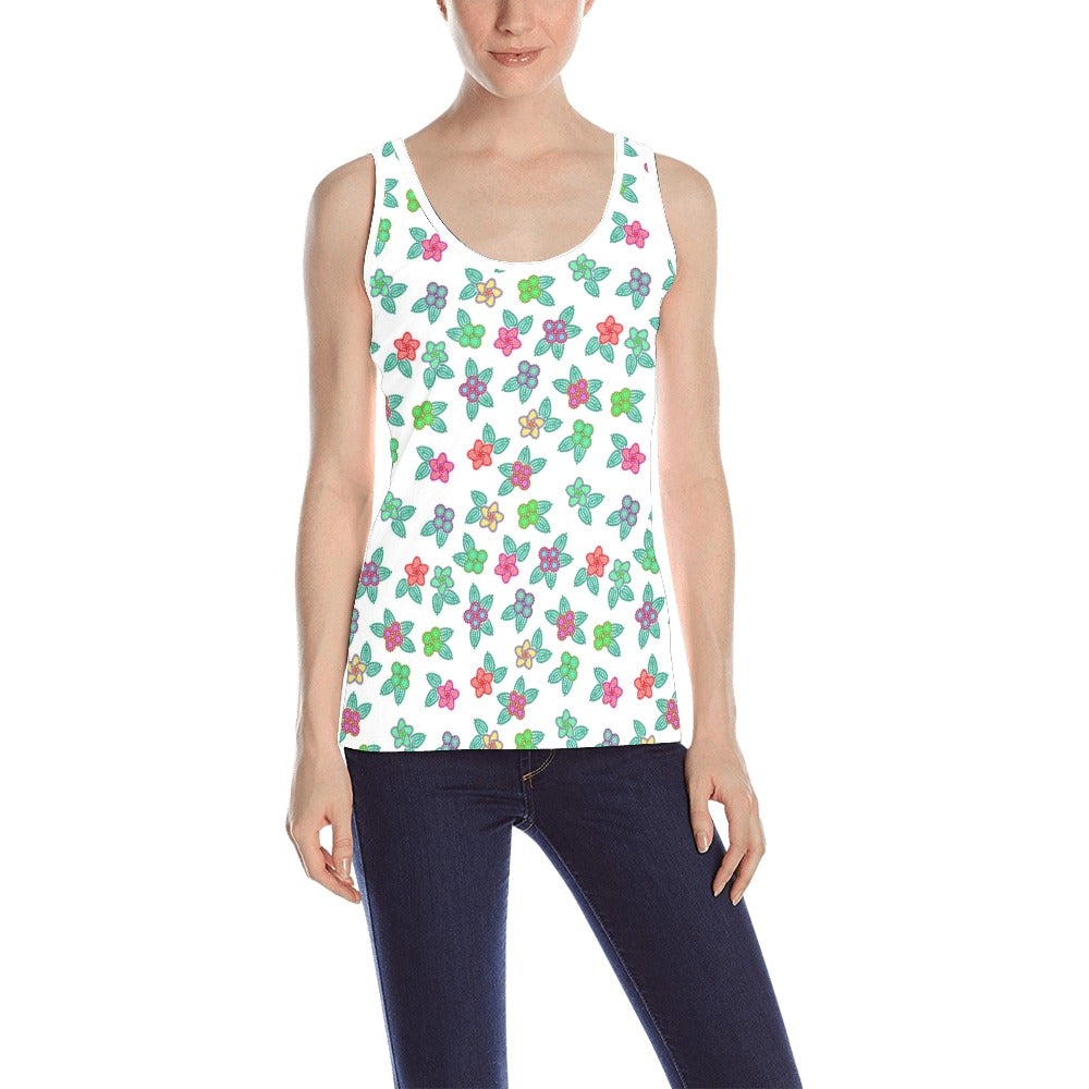 Berry Flowers White All Over Print Tank Top for Women (Model T43) All Over Print Tank Top for Women (T43) e-joyer