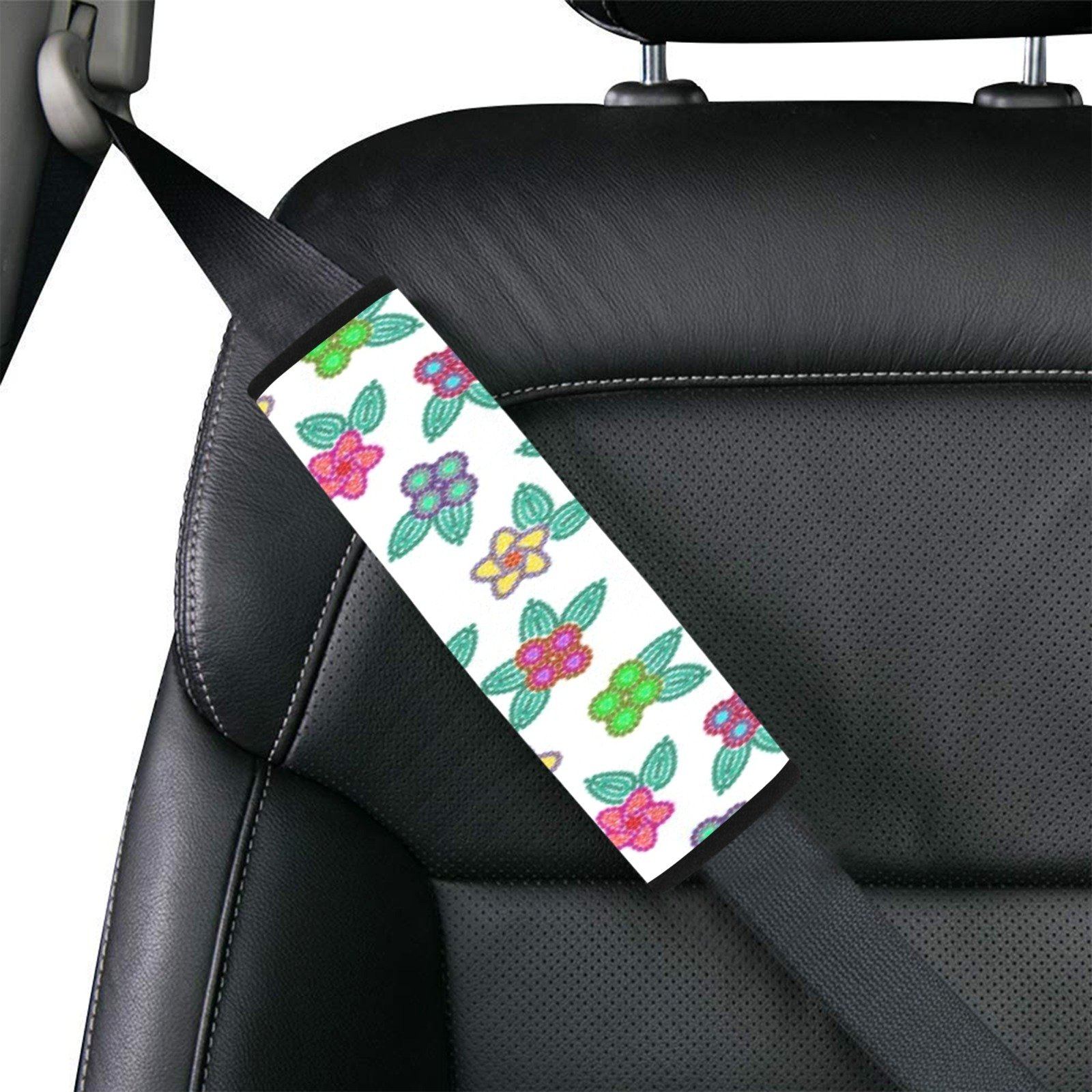 Berry Flowers White Car Seat Belt Cover 7''x12.6'' (Pack of 2) Car Seat Belt Cover 7x12.6 (Pack of 2) e-joyer