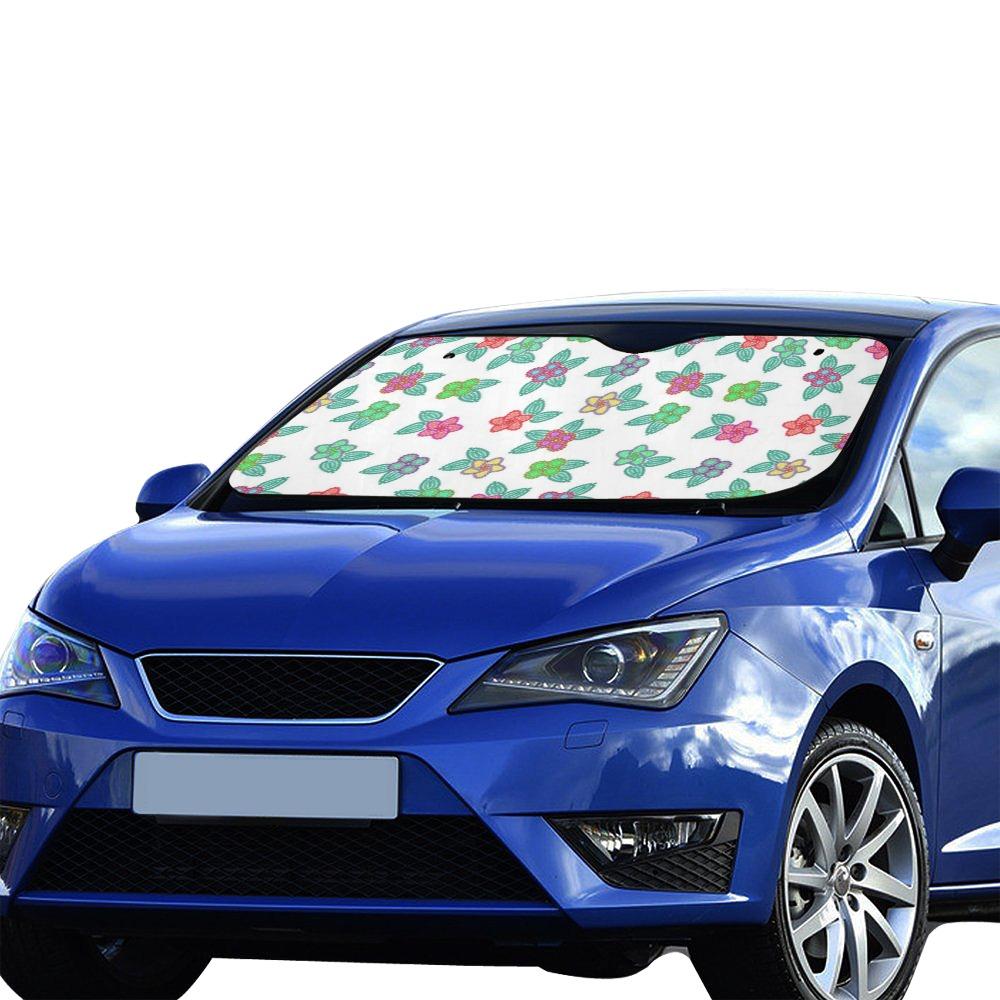 Berry Flowers White Car Sun Shade 55"x30" Car Sun Shade e-joyer