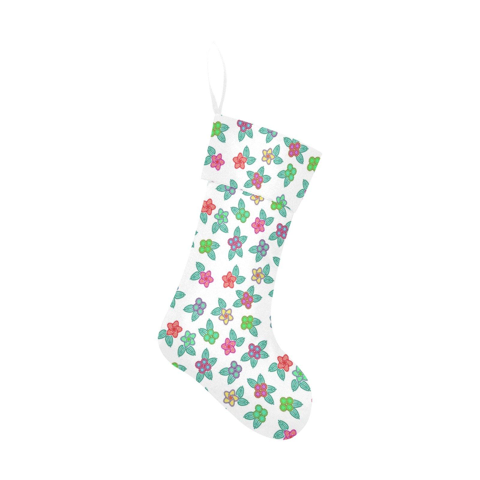 Berry Flowers White Christmas Stocking holiday stocking e-joyer