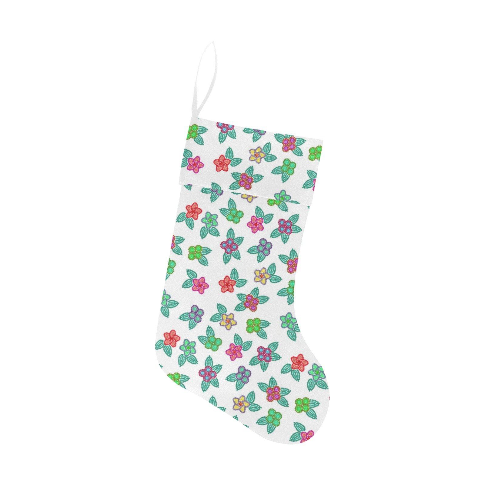 Berry Flowers White Christmas Stocking holiday stocking e-joyer