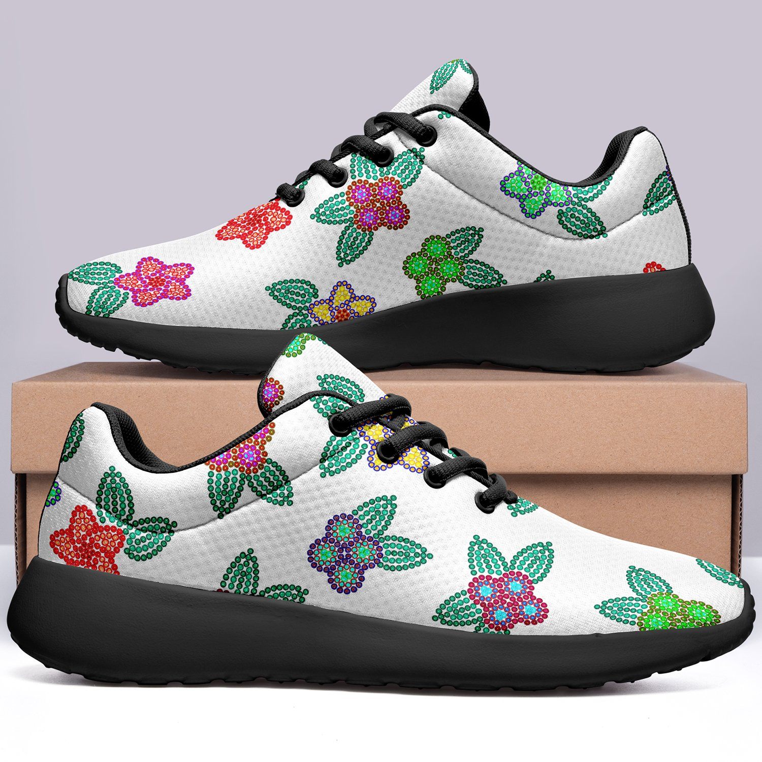 Berry Flowers White Ikkaayi Sport Sneakers ikkaayi Herman