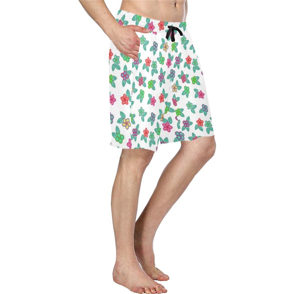 Berry Flowers White Men's All Over Print Casual Shorts (Model L23) short e-joyer