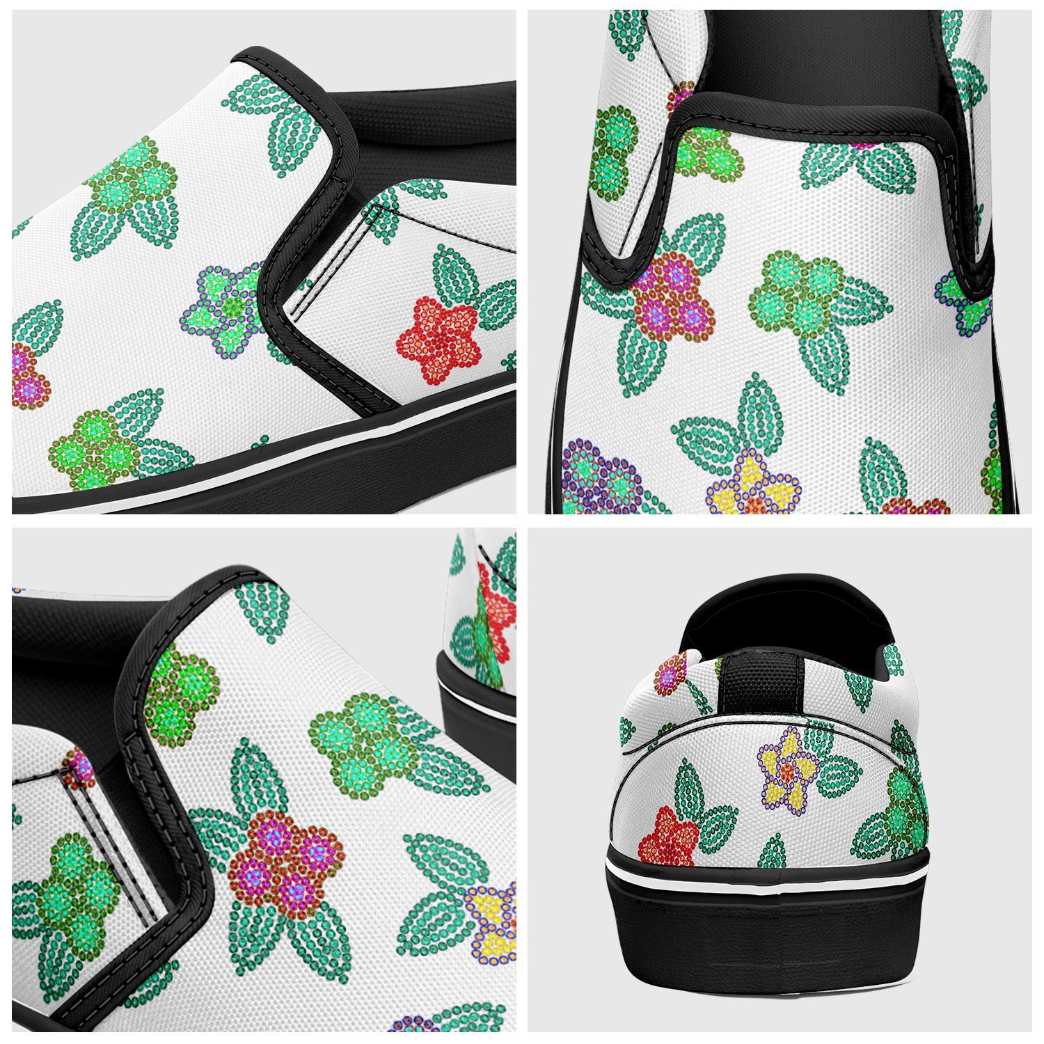 Berry Flowers White Otoyimm Canvas Slip On Shoes otoyimm Herman