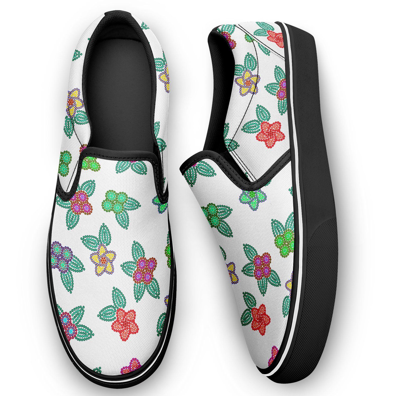 Berry Flowers White Otoyimm Canvas Slip On Shoes otoyimm Herman