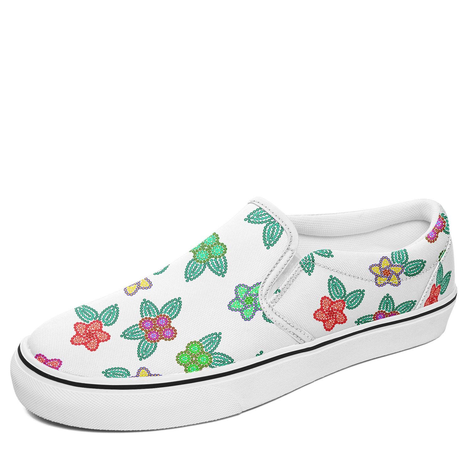 Berry Flowers White Otoyimm Kid's Canvas Slip On Shoes otoyimm Herman