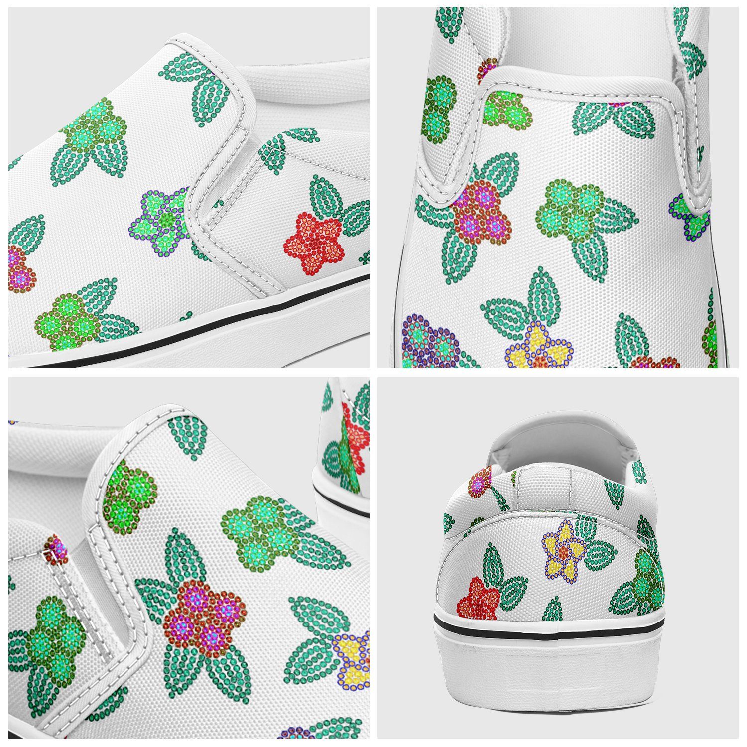 Berry Flowers White Otoyimm Kid's Canvas Slip On Shoes otoyimm Herman