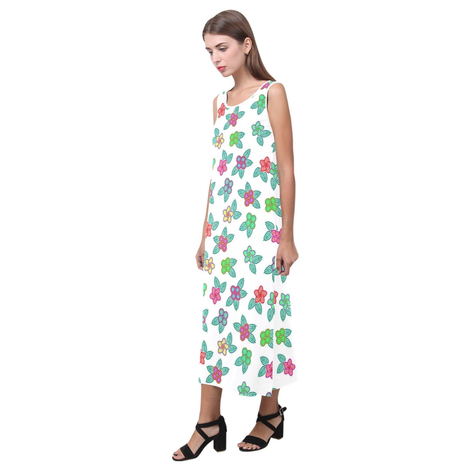 Berry Flowers White Phaedra Sleeveless Open Fork Long Dress (Model D08) dress e-joyer