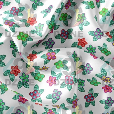 Berry Flowers White Satin Fabric 49DzineStore