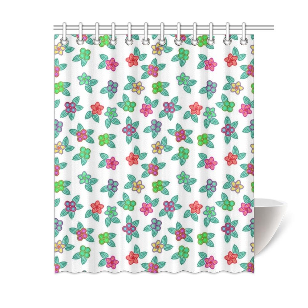 Berry Flowers White Shower Curtain 60"x72" Shower Curtain 60"x72" e-joyer