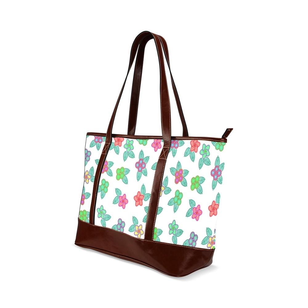 Berry Flowers White Tote Handbag (Model 1642) handbag e-joyer