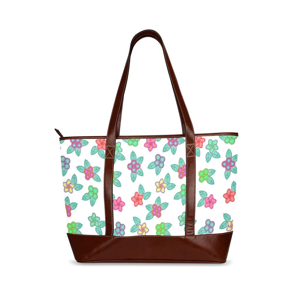 Berry Flowers White Tote Handbag (Model 1642) handbag e-joyer