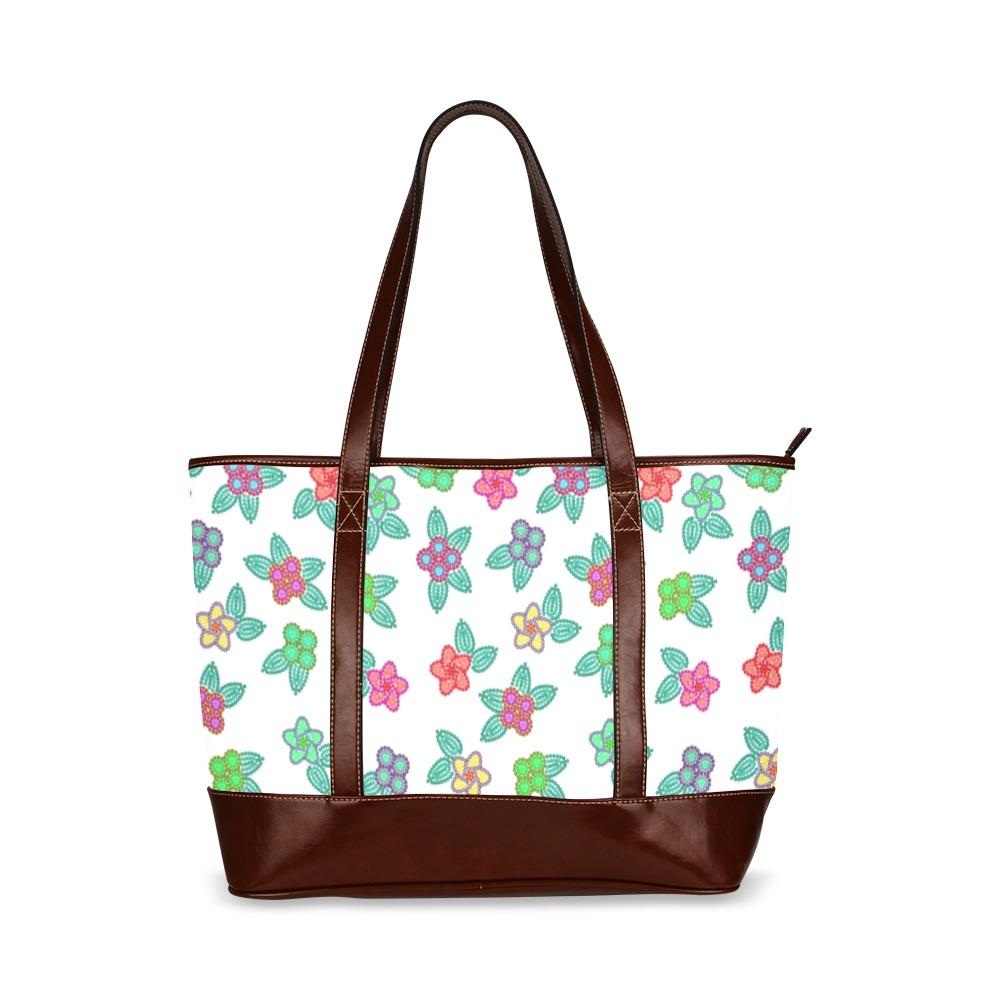 Berry Flowers White Tote Handbag (Model 1642) handbag e-joyer